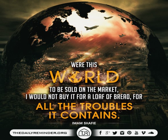 Were this world to be sold on the market, I would not buy it for a loaf of bread, for all the troubles it contains.  ~ Imam Shafie